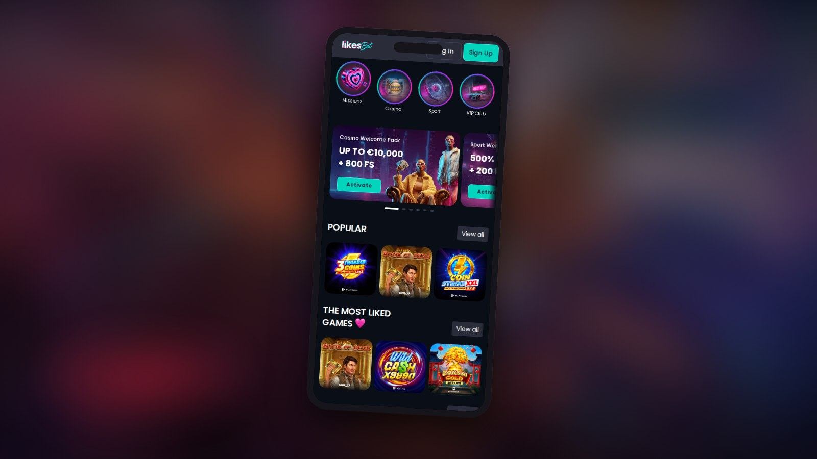 Zo ziet het mobiele casino van Likesbet eruit